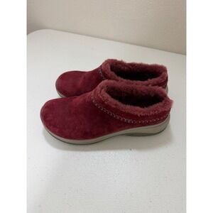 Merrell Encore Ice Burgundy Suede Faux Fur Lined Clogs Mules Womens Shoes